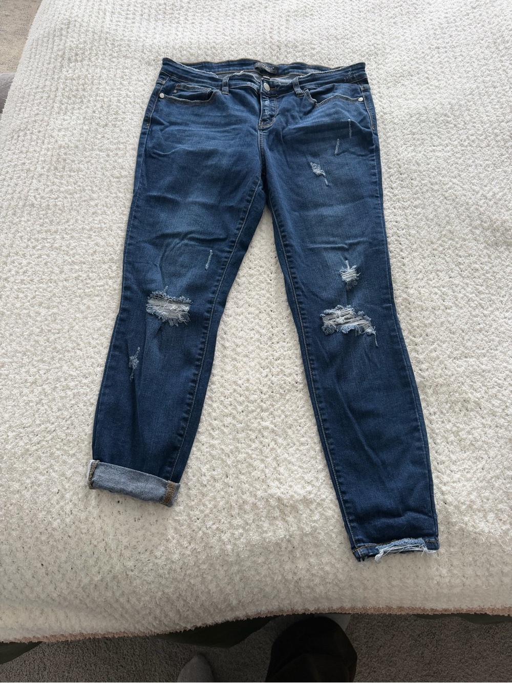 Judy Blue Dark Blue Distressed Boyfriend Jeans